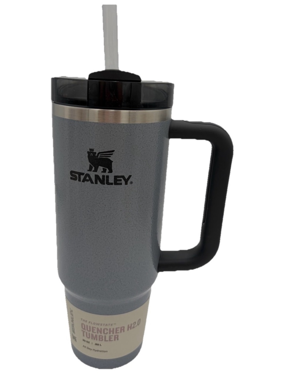 Stanley Gray Travel Tumbler with Black Handle